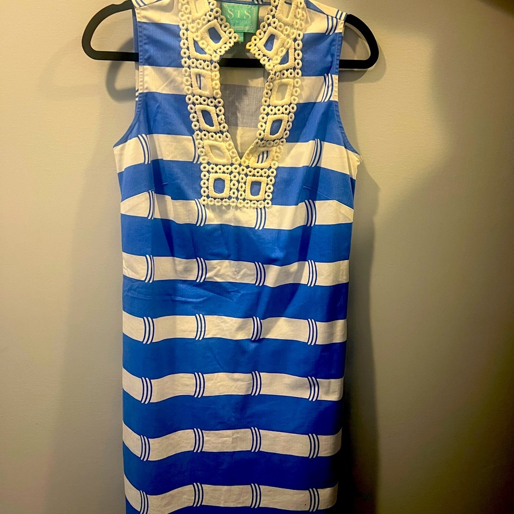 Sail to Sable blue and white striped dress